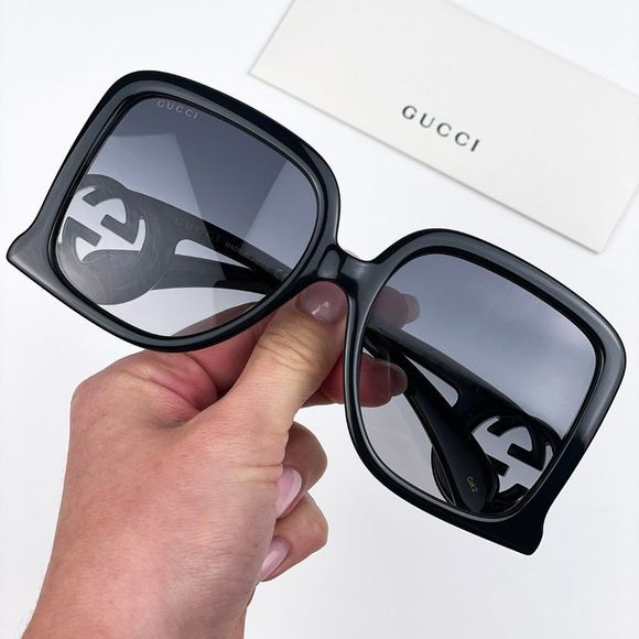 Gucci GG1326S 001 Sunglasses Black Grey Gradient Oversized Square Women